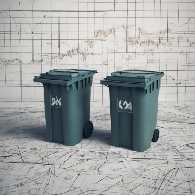 Image showing two bins symbolizing two-bin inventory control and a complex data graph illustrating the comparison with perpetual inventory systems.