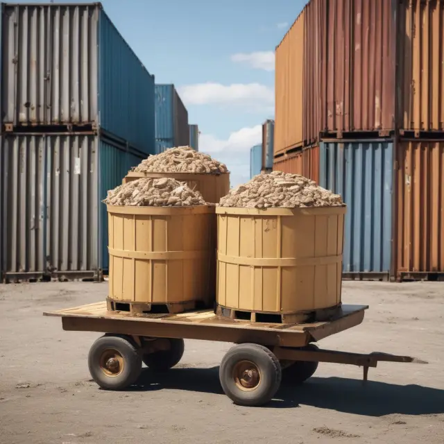 Two bins on a see-saw representing balanced inventory management through effective two-bin system practices