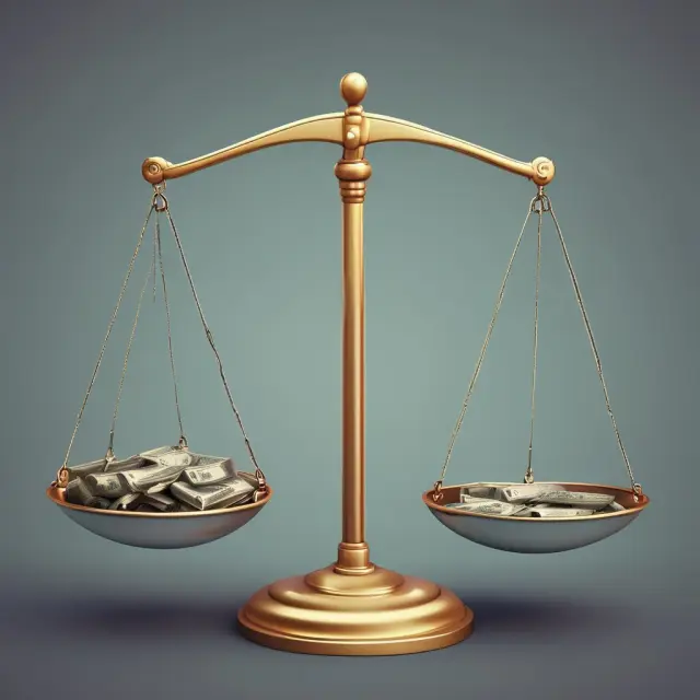 Two overlapping scales represent interaction effects between independent variables impacting a continuous dependent variable in finance and investment research.