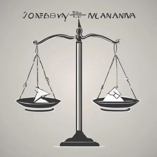A balance with two scales: one labeled 