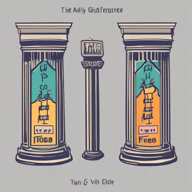 Two pillars representing management fee (2%) and performance fee (20%), the two core parts of Two and Twenty Fee Structure in hedge funds