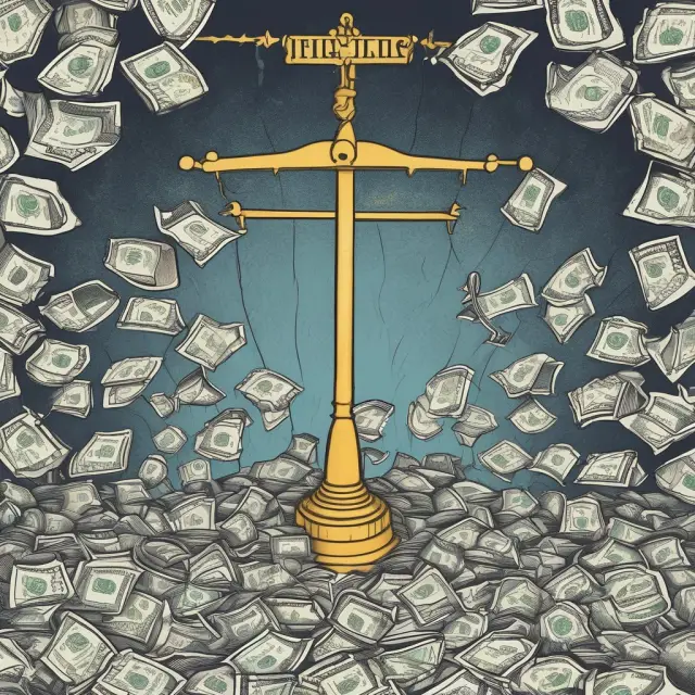 Visualizing the struggle between hedge fund success and market performance, showcasing a balance scale and underperforming funds below