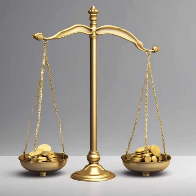 An incorrect scale tips with gold coins, representing a type I error in finance and investment decision-making.