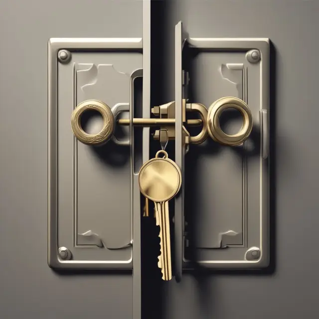 Three golden keys opening a secure vault, representing UBS