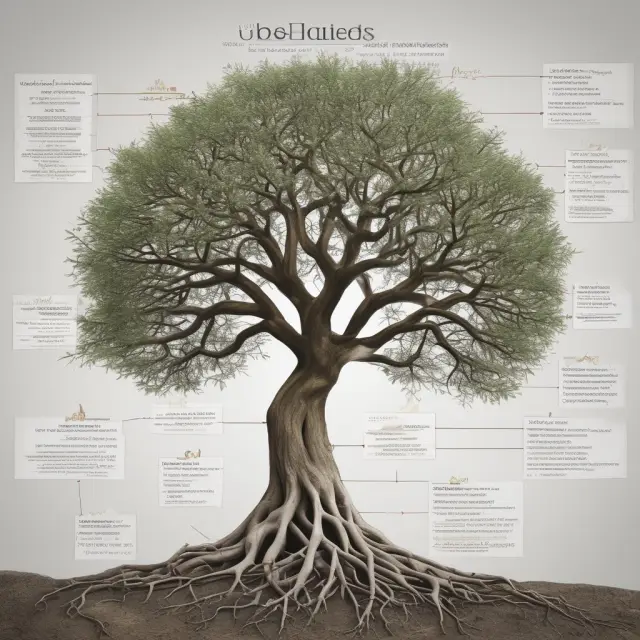 A global tree representing UBS with roots in Switzerland, employees as leaves, and assets under management displayed as foliage