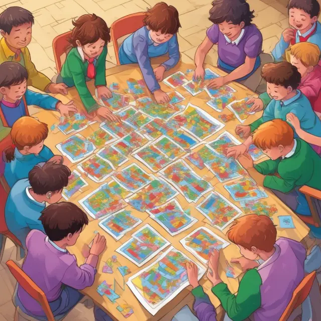 Children assembling a puzzle depicting Unrelated Business Income Tax scenarios for schools, charities, and investment funds
