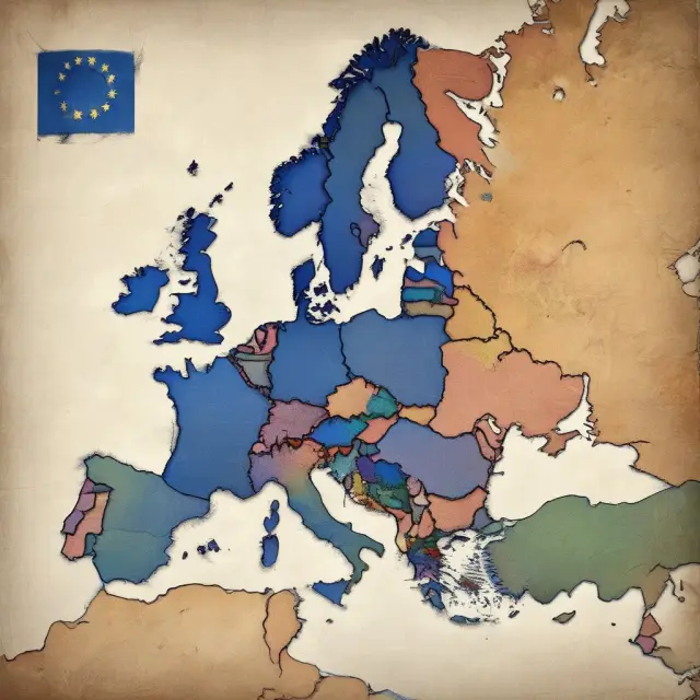 European Union flag revealing an intricate map of Europe, emphasizing the cross-border investment opportunities provided by UCITS