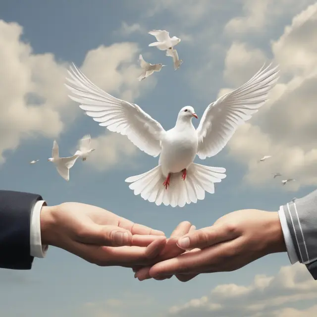 Two hands releasing doves: One hand representing mutual funds with an open palm symbolizing active management, the other representing UITs with a closed fist illustrating passive management