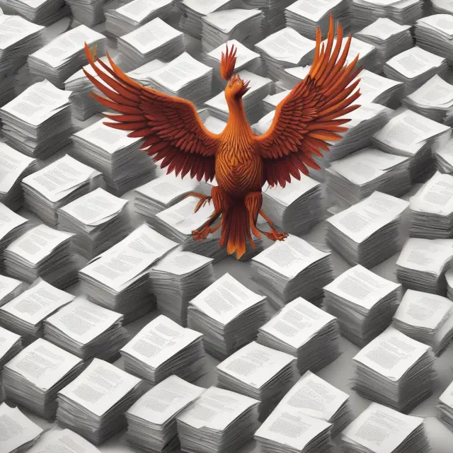 A mythical phoenix rises from an ocean of papers, representing the process of registering and establishing an Unlimited Liability Corporation (ULC) in Canada