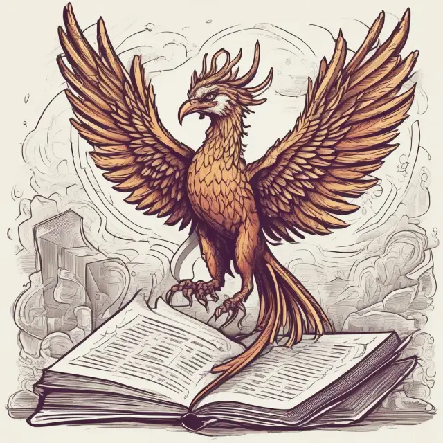 A mythical bird emerging from papers of unlimited liability corporations, depicting FAQs answered.