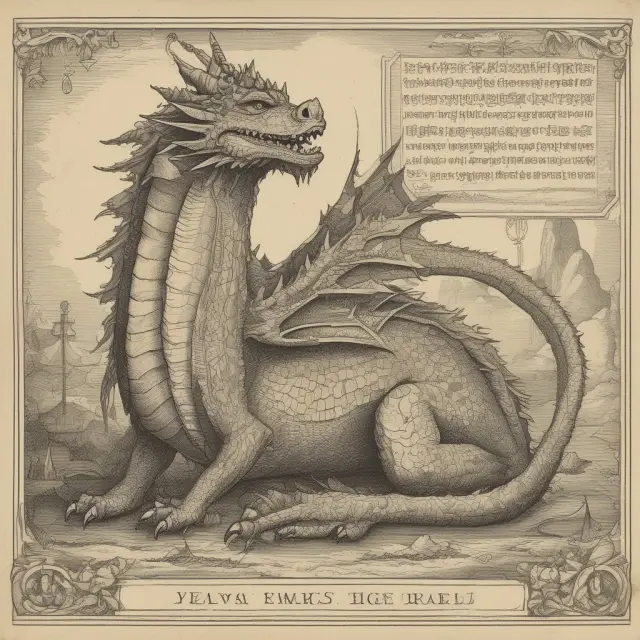 A wise, ancient dragon with ulcers on its body stands watch over a financial chart, symbolizing the knowledge and power of the Ulcer Index.