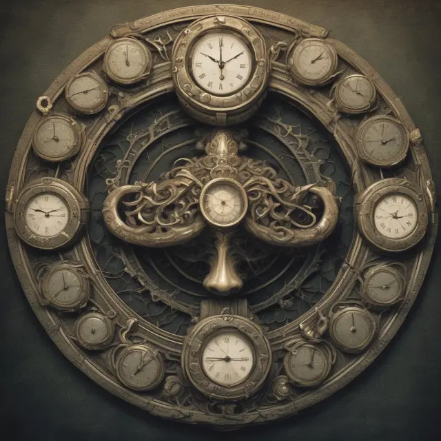 Timekeeper holding intricate clocks representing various ages, symbolizing ultimate mortality tables for institutional investors