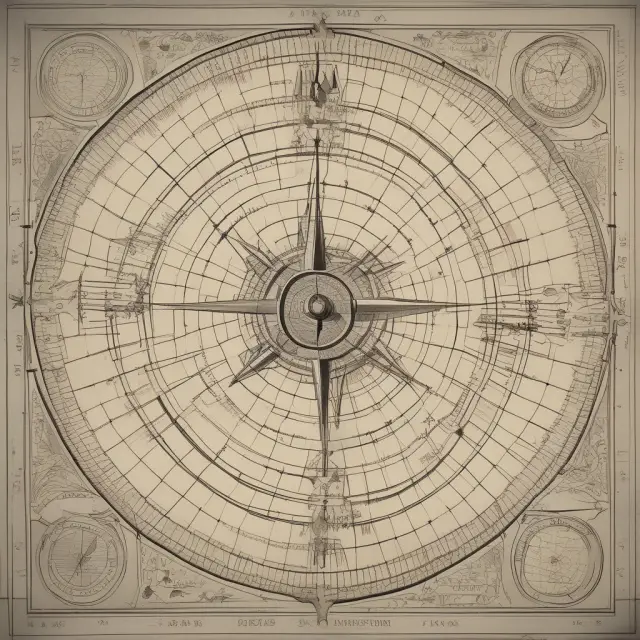 An institutional investor using an Ultimate Oscillator chart to navigate diverse assets classes, guided by a compass and a map