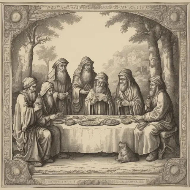 Youngest son receiving an ancient parchment as part of the ultimogeniture inheritance system