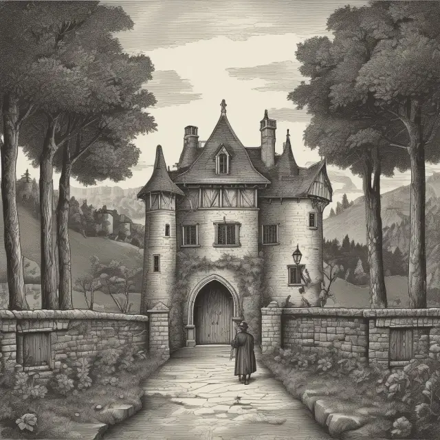 A medieval knight relinquishing his estate to a modern lawyer, symbolizing the shift from traditional inheritance systems to estate planning
