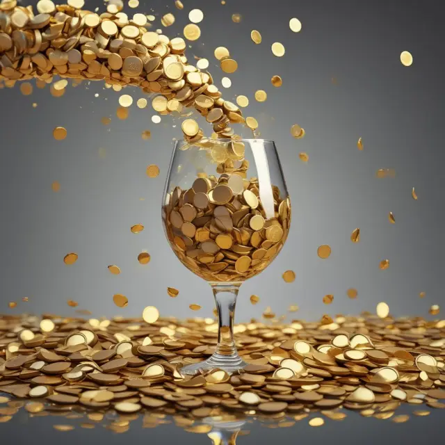 Golden river flowing with coins representing growing wealth of UHNWIs
