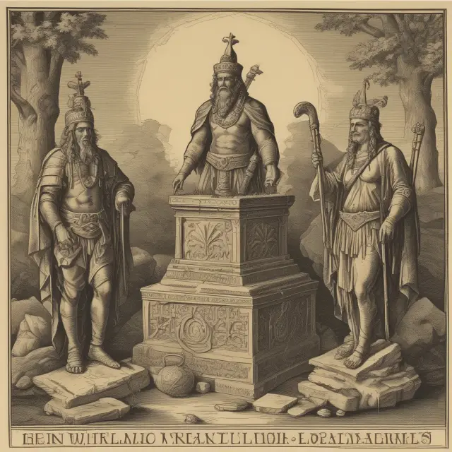 An ancient keeper holding a golden chest, surrounded by scrolls and documents symbolizing trusts and foundations, while a family office operates as the central hub managing the wealth