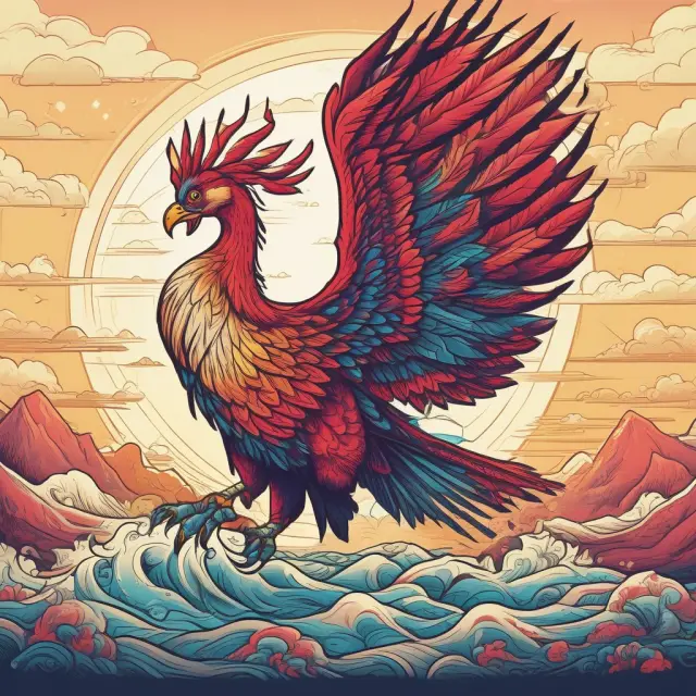 Phoenixes emerging from flames, symbolizing self-made UHNWIs and their journey to wealth