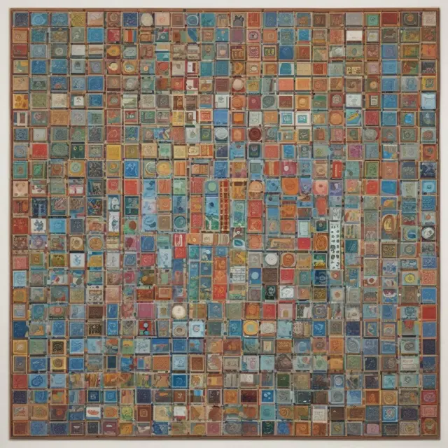 Striking image of a colorful mosaic tapestry representing a Unified Managed Account (UMA), showcasing various asset classes in a balanced, customizable portfolio