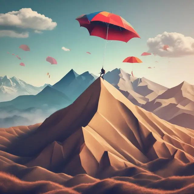 A kite flying high over a mountain range symbolizes the added peace of mind provided by umbrella insurance.