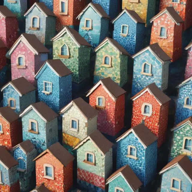 An image of a towering formation of interconnected shields surrounding a beautiful mosaic city, symbolizing the protective role of umbrella insurance.