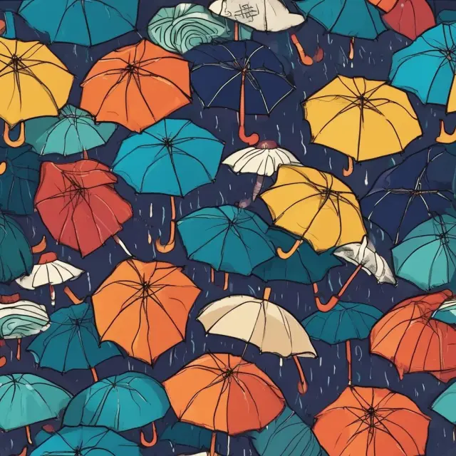 A silver umbrella opening over a chest overflowing with gold coins, symbolizing an umbrella policy protecting substantial assets from potential financial losses