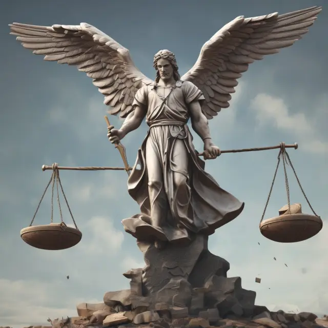 An IIROC angel supervising an advisor balancing a scales-like seesaw with client accounts