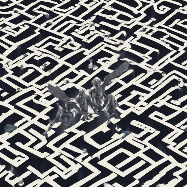 An IIROC guardian angel assists a trader navigating through a maze of Canadian exchange symbols, ensuring regulatory compliance.