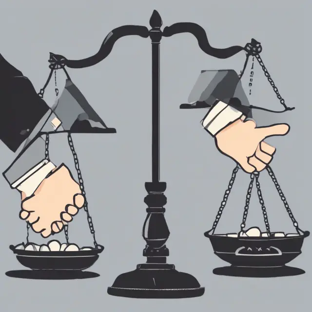 A neutral scale balanced between two hands represents the impartiality of an umpire during insurance dispute resolution. The appraisal panel process and arbitration are illustrated.
