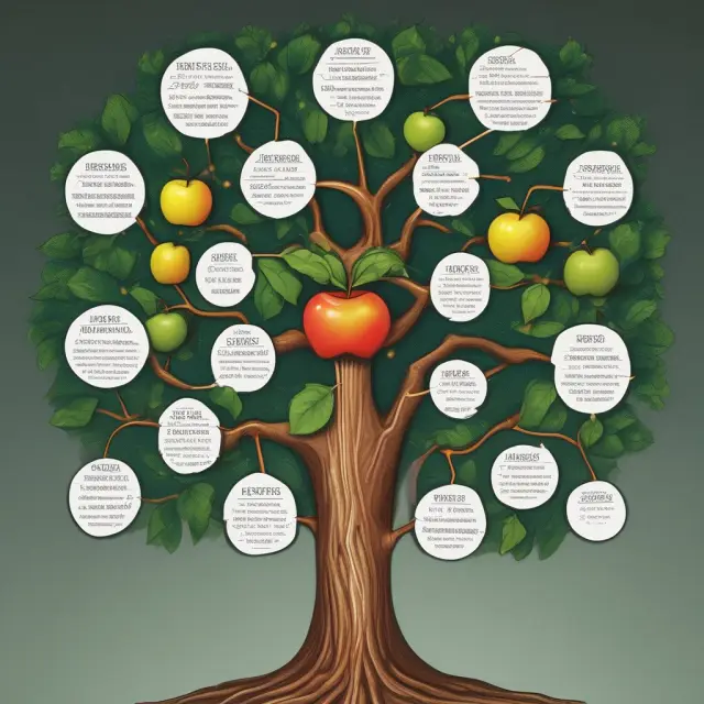 An apple tree with ten branches, each bearing a fruit labeled with a UN Global Compact principle. Companies commit to uphold these values and report their progress annually.