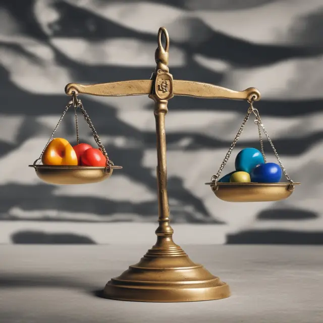 Balance scale with diverse assets: Stocks, bonds, and real estate, illustrating insurers