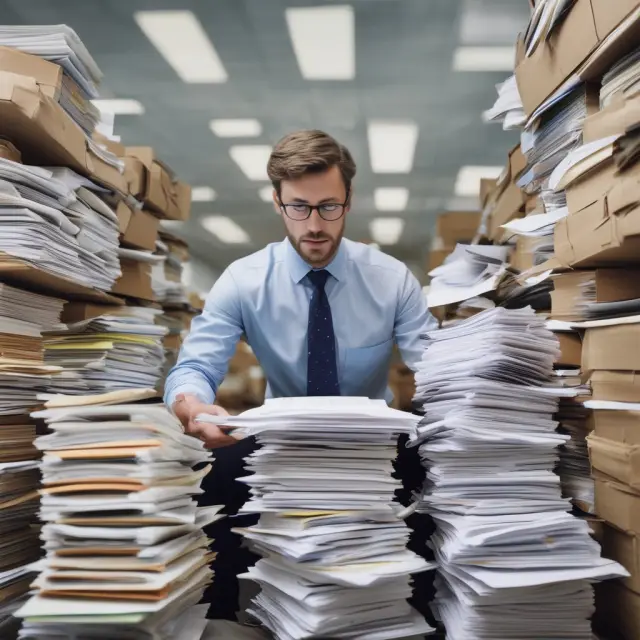 Insurance adjusters organizing papers symbolizing questions and answers, illuminating the insurance process