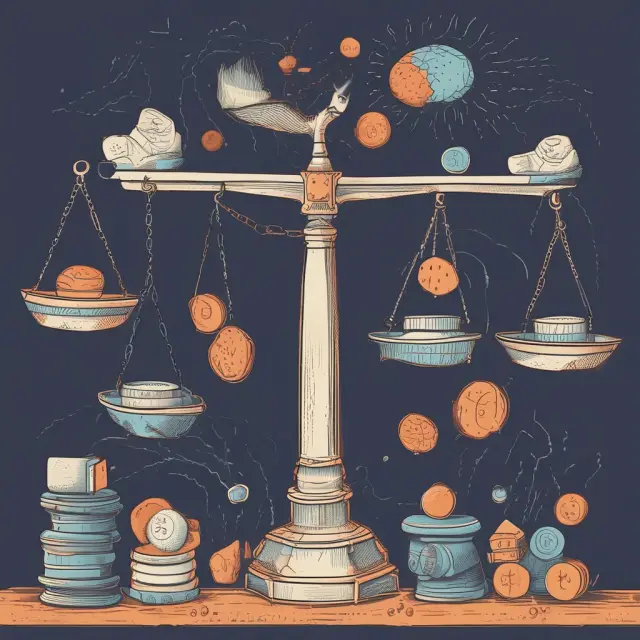 A juggler skillfully balances scales representing transaction-based ULAE calculation, ratio method estimation, and percentage of average annual paid ULAEs.