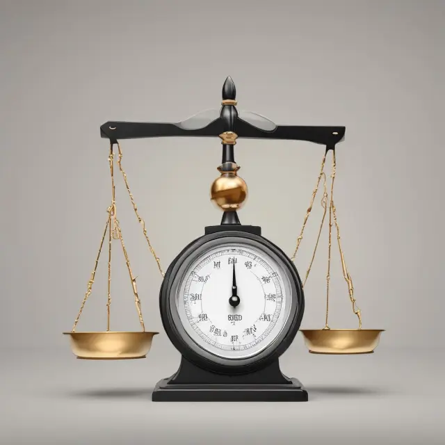 A balance with a bond symbol on one pan and a pendulum representing interest rates swinging between the bond
