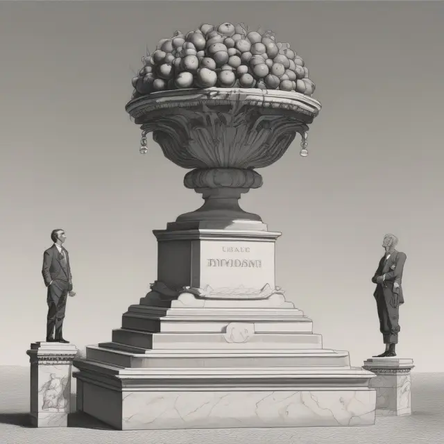 An unamortized bond premium represented as a juicy fruit on a pedestal, emphasizing the difference between face value and purchase price in bond markets.