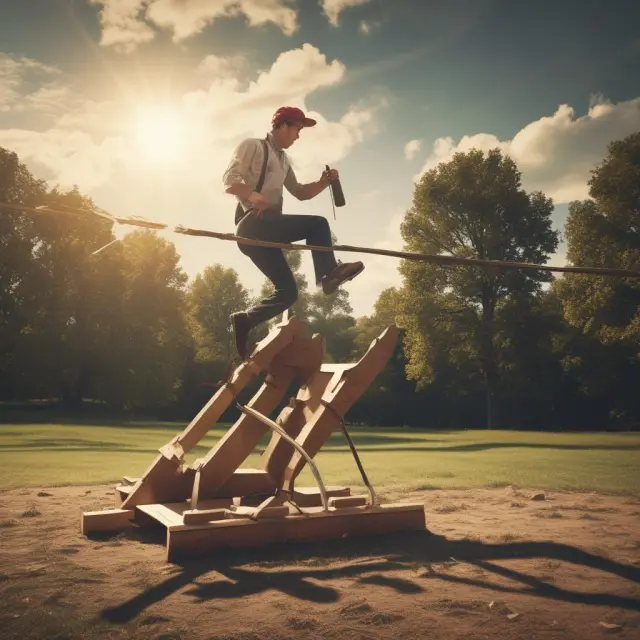 Seesaw representing unappropriated retained earnings, balancing shareholder dividends and business growth