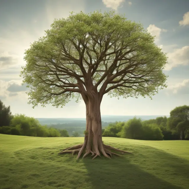 An unyielding tree sheds branches, each bearing financial fruits symbolizing surrender options in unbundled life insurance policies.