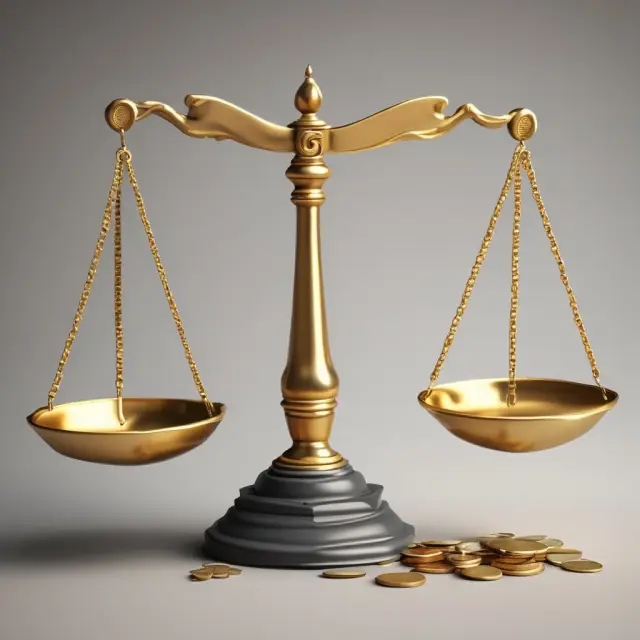 A golden dollar sign balances on two scales against a basket filled with various fee and expense charges.