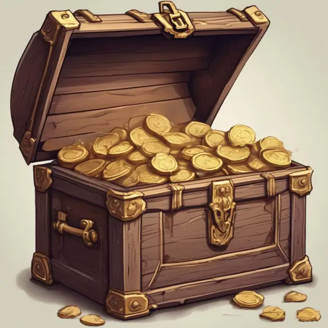 Golden chest filled with coins and papers representing unclaimed assets awaiting claim