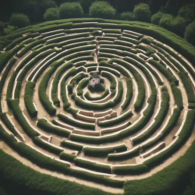 An intricate labyrinth illustrating the complex legal maze surrounding unclaimed funds ownership and estate planning
