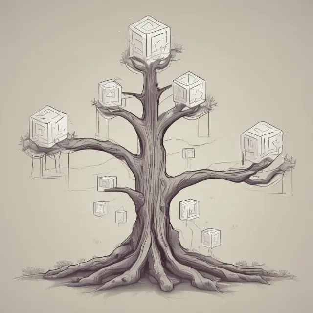 Sibling Ethereum blocks forming a Merkle tree; one becoming part of the main chain, and the other descending as an ommer block