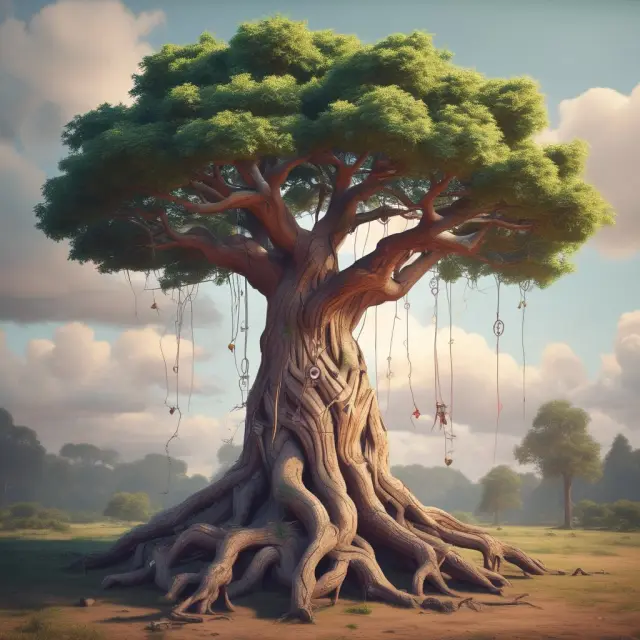 An Ethereum tree thriving with ommer block roots, symbolizing the network