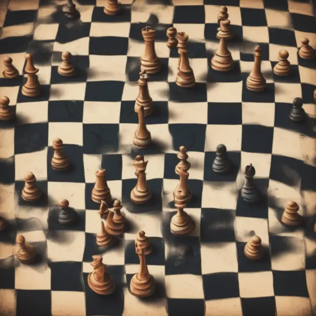 A banker plays a strategic game of chess, balancing uncollected and available funds. Checks are symbolic pieces on the board.