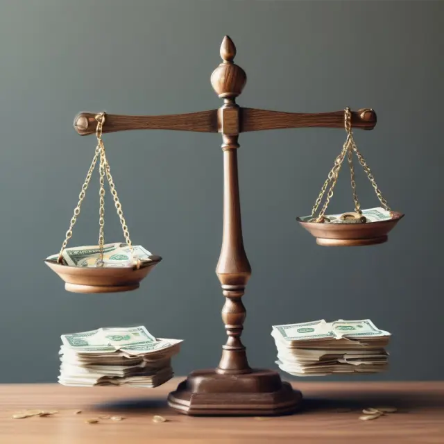 Image of a balanced scale with coins symbolizing collected funds and checks undergoing processing representing uncollected funds