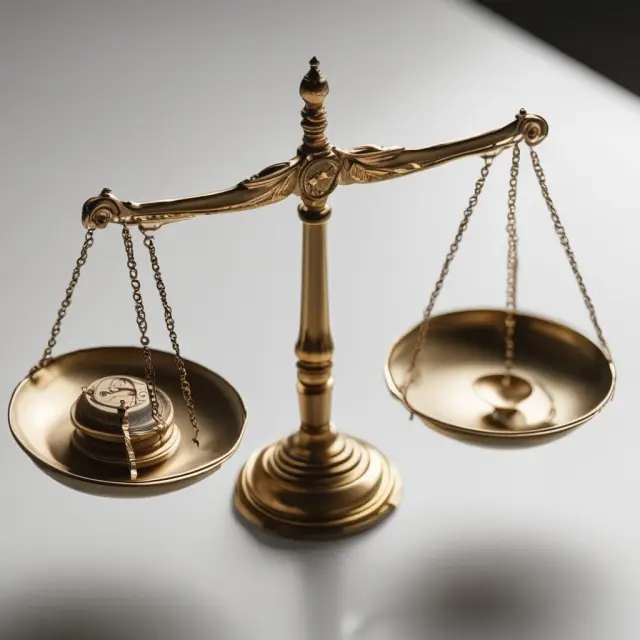 An image of a balance scale with a check on one side and an hourglass filled with gold on the other, symbolizing uncollected funds and their relationship to account balances.