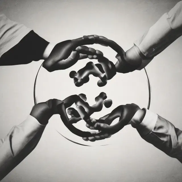 Two hands, one with a yin-yang symbol for working capital facilities, the other with an overdraft line symbol, illustrating uncommitted facilities for short-term business funding.