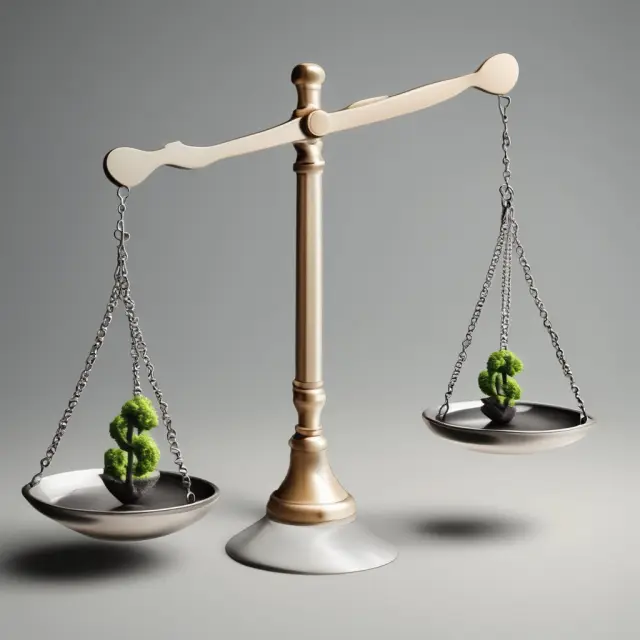 A balance scale with committed facilities (weighted down side) and uncommitted facilities (lighter side), symbolizing financial stability in business.