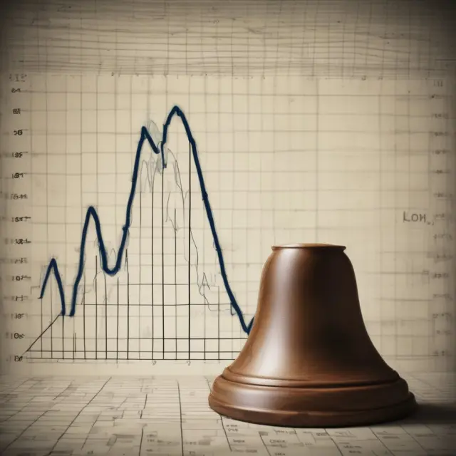 A normal distribution (bell curve) overlays a stock market graph, demonstrating the application of unconditional probabilities for calculating potential returns