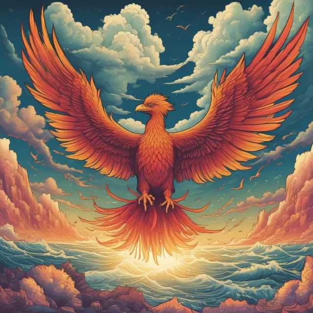 Phoenix rising from a sea, representing unconstrained investment