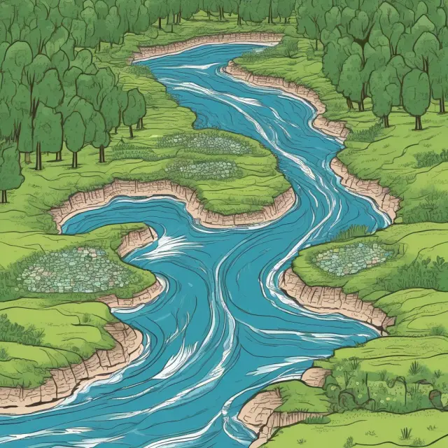 A meandering river symbolizing unconventional cash flows, illustrating a project with multiple IRRs